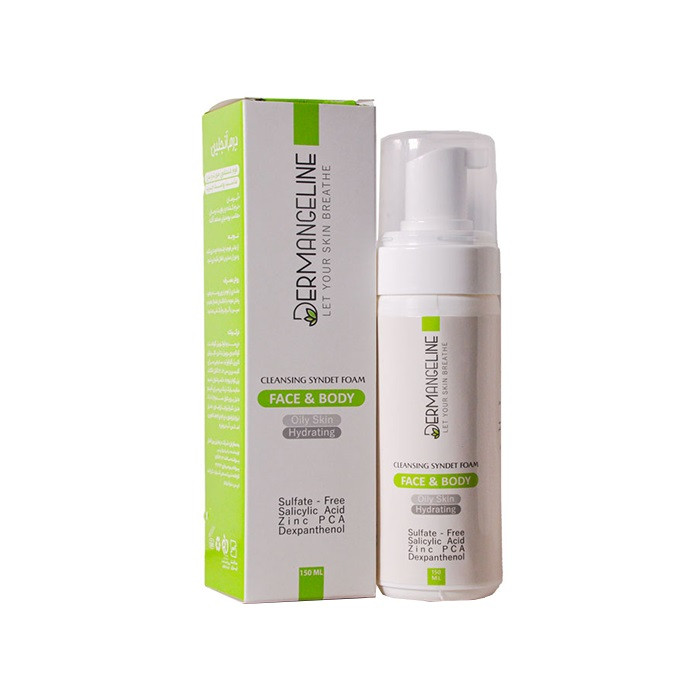 فوم شسشوی صورت و بدن درمنجلین مدل سالیسیلیک اسید حجم 150 میلی لیتر
