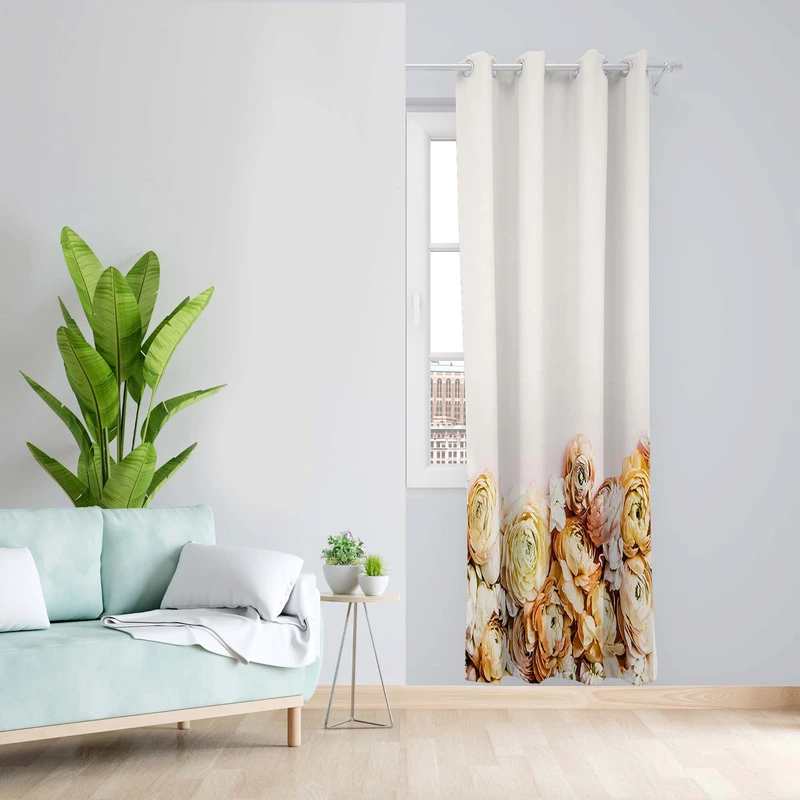 پرده طرح حاشیه گلدار مدل مخمل پانچی کد 4990R z سایز 140x200 سانتی متر