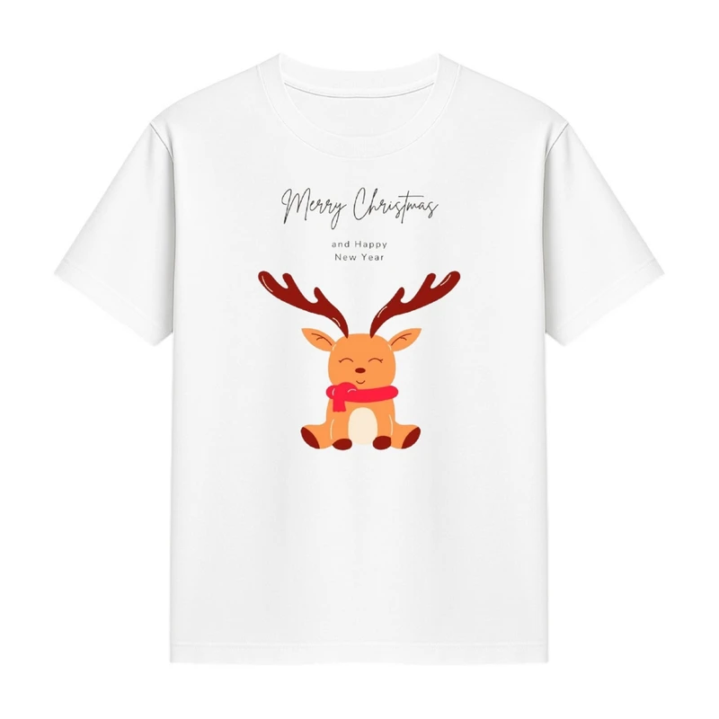 تی‌شرت آستین کوتاه دخترانه مدل گوزن کریسمس کد p1 