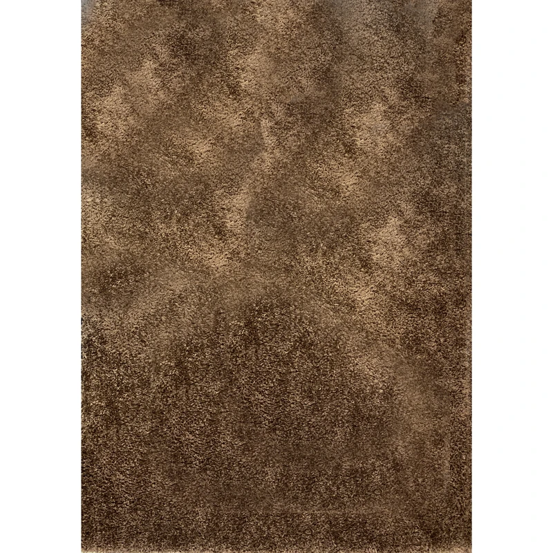 فرش ماشینی مدل شگی فلوکاتی زمینه قهوه ای 