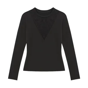 کراپ بلوز آستین بلند یقه گرد زنانه شین مدل SH523