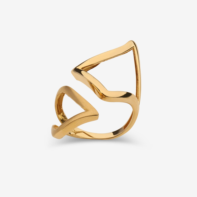 انگشتر طلا 18 عیار زنانه جواهری راز مدل هندسی سایز 56