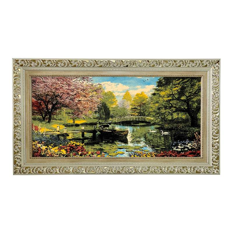 تابلو فرش ماشینی طرح دستبافت مدل برکه و پل کد 7641