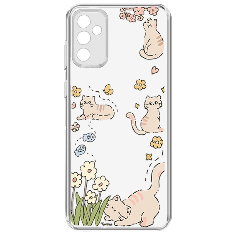 کاور طرح Cat & Flower مناسب برای گوشی موبایل سامسونگ Galaxy A14