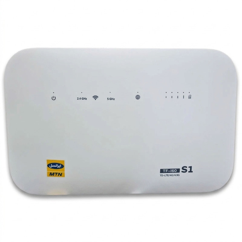مودم خانگی ایرانسل TF-i60 S1 با پشتیبانی شبکه 4G و TD-LTE، اتصال هم‌زمان تا 32 کاربر، قابلیت ایجاد 4 شبکه بی‌سیم مستقل، پورت WAN و آنتن داخلی همراه با دو سیم‌کارت و بسته اینترنت 50 گیگابایت یک ماهه