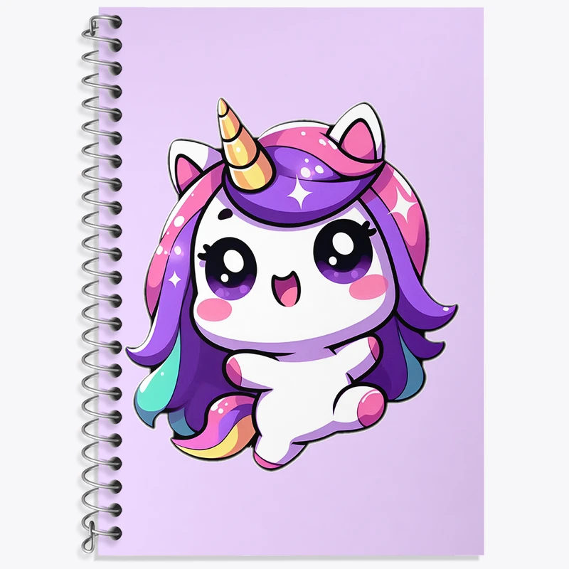 دفتر زبان 50 برگ خندالو مدل دو خط طرح اسب تک شاخ کیوت کد N3347