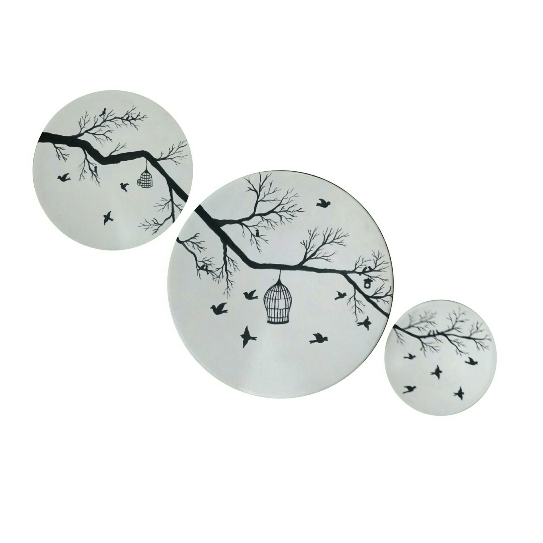 دیوارکوب مدل شاخه وپرنده مجموعه سه عددی