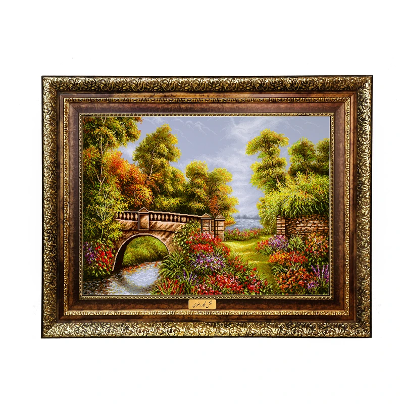 تابلو فرش ماشینی نقش نگار رضوی طرح منظره کد 598H