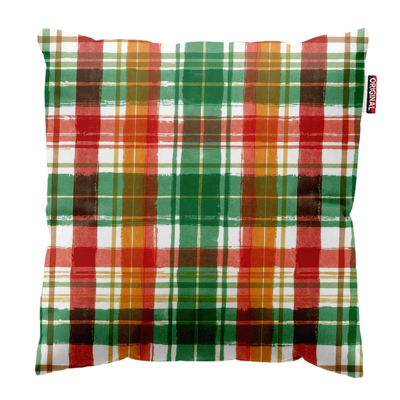 کوسن پاد آفرین مدل کریسمس طرح چهارخانه کد PK402867 سایز 40*40 سانتی متر