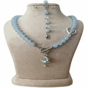 نیم ست دستساز زنانه مدل مهره طرح ماه