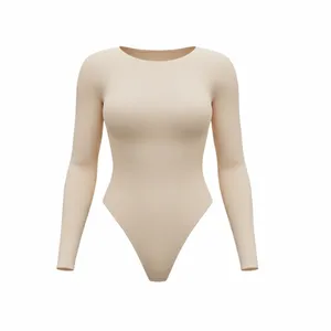 بادی آستین بلند زنانه مدل نخی یقه گرد 1498