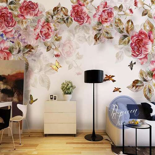 پوستر دیواری سه بعدی مدل گل آویر قرمز DVRF1205