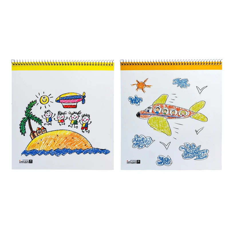 دفتر نقاشی 30 برگ ایمان مدل فانتزی طرح کودکانه کد 9017 بسته 2 عددی