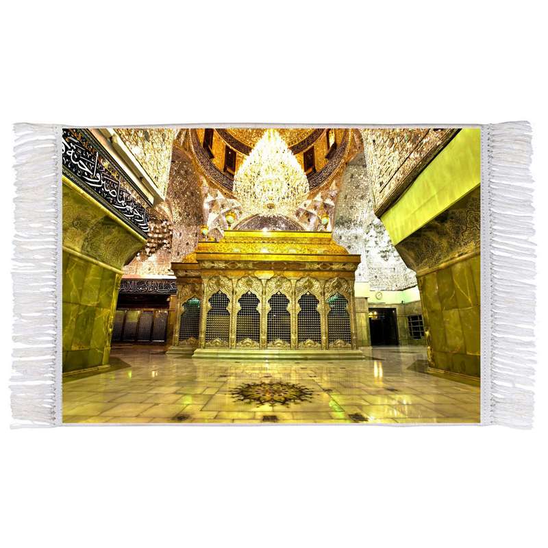 فرش ماشینی دیوارکوب اطلس آبی طرح ضریح حرم امام حسین مدل T2433 