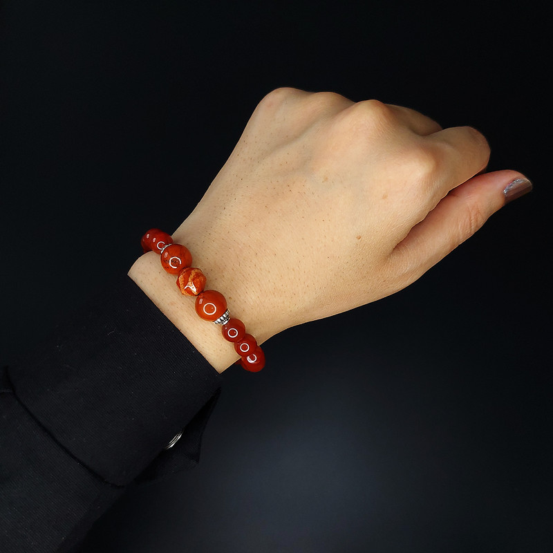 دستبند نقره ناماسته مدل  عقیق و جاسپر 42