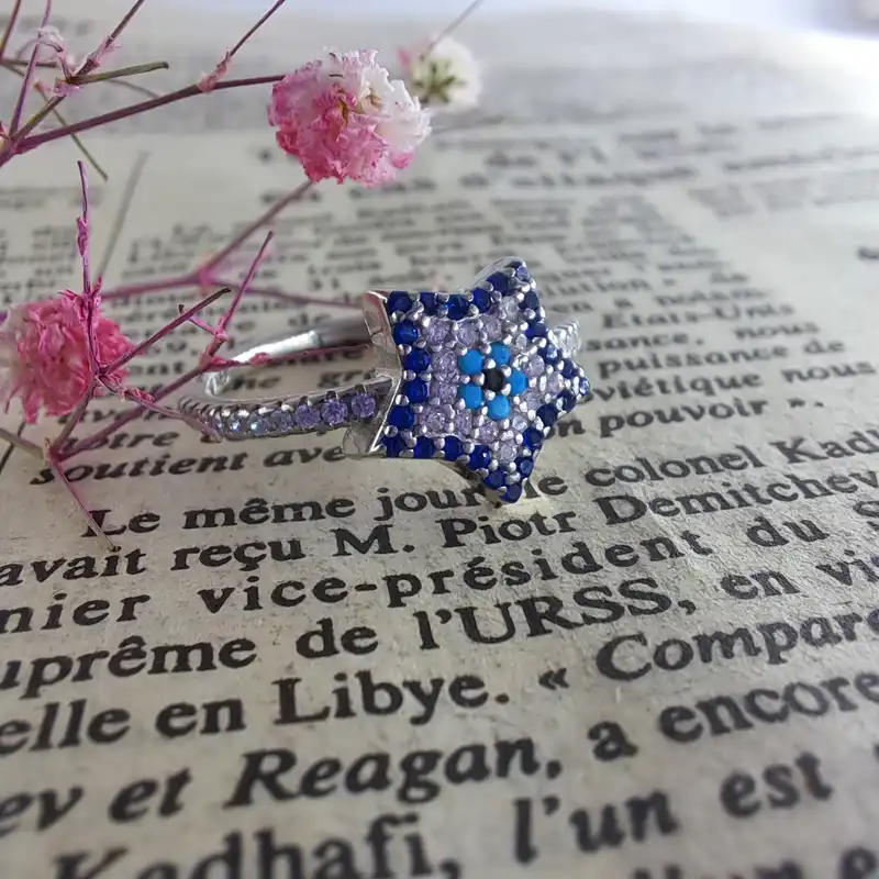 انگشتر نقره زنانه ملک زیور مدل ستاره چشم زخم کد 17