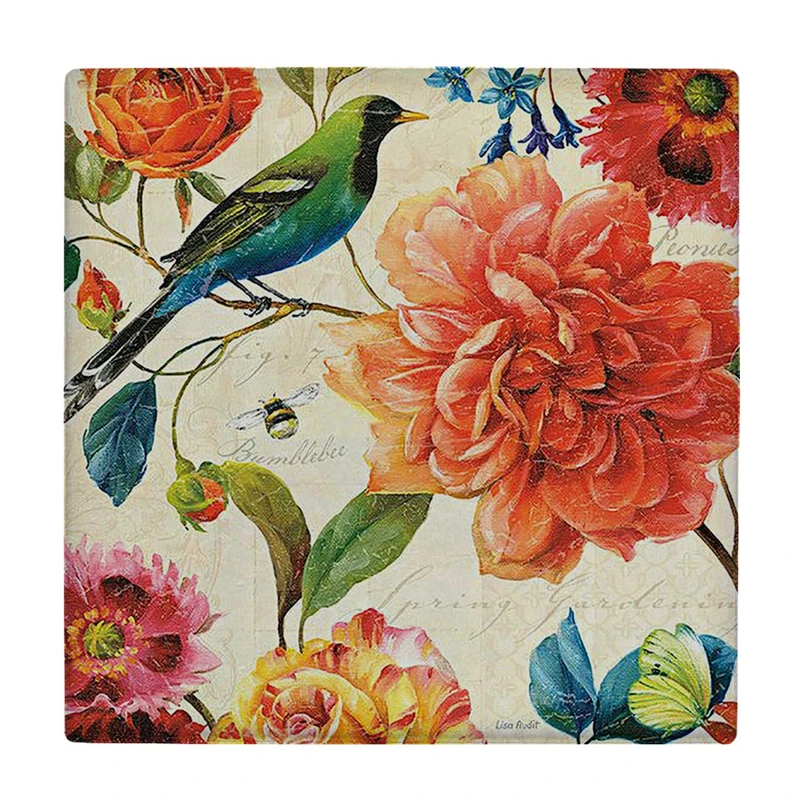 زیر لیوانی  طرح نقاشی شاخه های گل و پرنده کد    6096700_5208