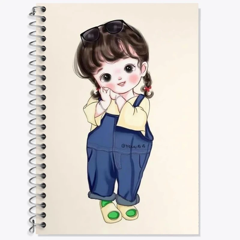 دفتر زبان 50 برگ خندالو مدل سه خط طرح دخترانه فانتزی کد 25714