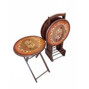 میز عسلی مدل G105 تاشو معرق مجموعه 4 عددی