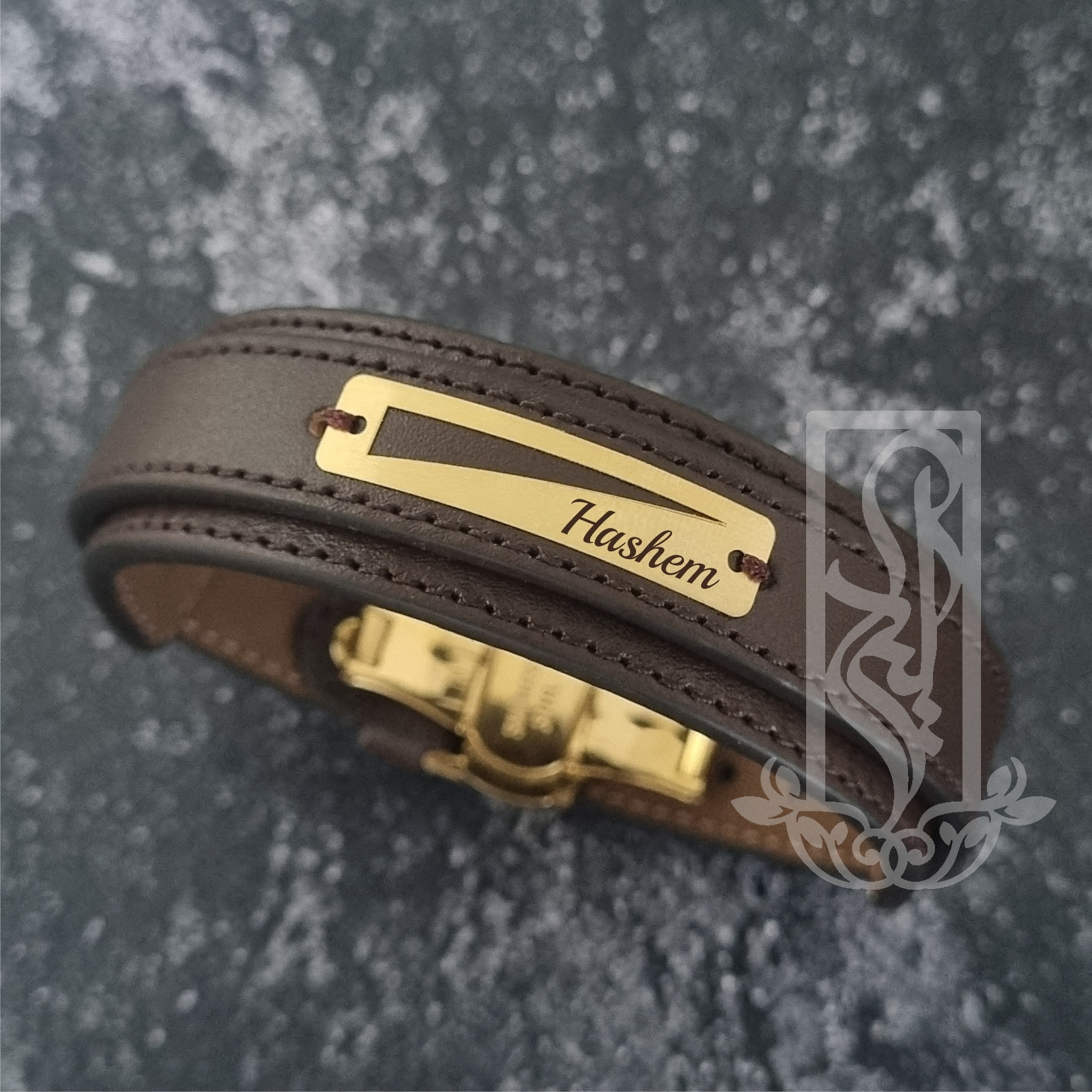 دستبند طلا 18 عیار مردانه لیردا مدل اسم هاشم 832