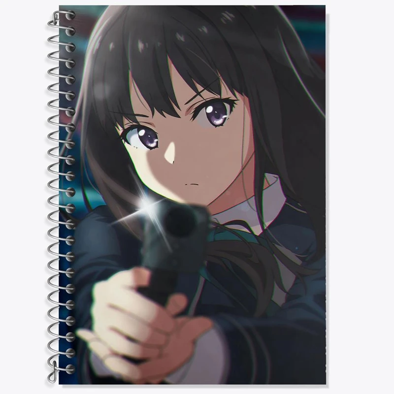 دفتر زبان 50 برگ خندالو مدل دو خط طرح تاکینا انیمه لیکوریس ریکویل Lycoris Recoil کد 23101