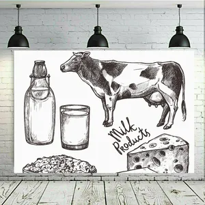 تابلو بوم طرح لبنیات مدل سیاه سفید کد SDB6700