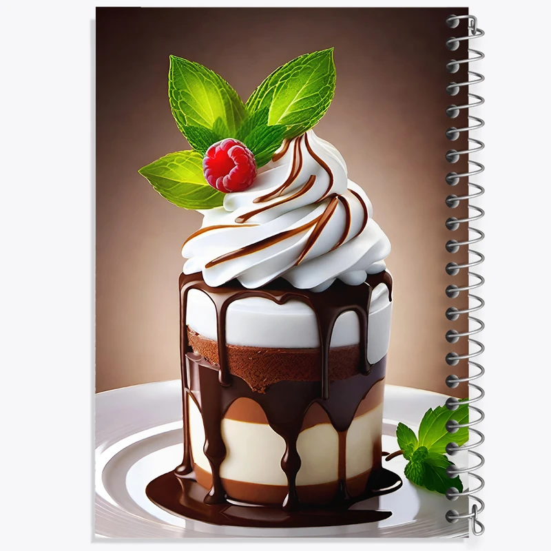 دفتر ژورنال نویسی 50 برگ خندالو مدل نقطه ای طرح کیک شکلاتی کد F5928