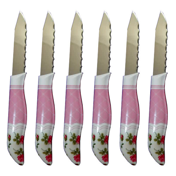 کارد میوه خوری طرح گلدار مدل  1020 بسته شش عددی