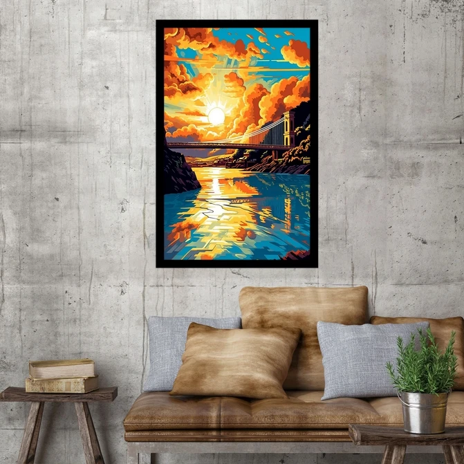 تابلو نوری بکلیت طرح نقاشی رنگ روغن آبستره پل و طبیعت مدل B-MID-18080