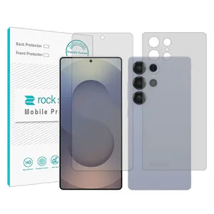 Rock space Resistant model transparent screen protector suitable for the Samsung Galaxy S25 Ultra mobile phone along with the phone back protector 