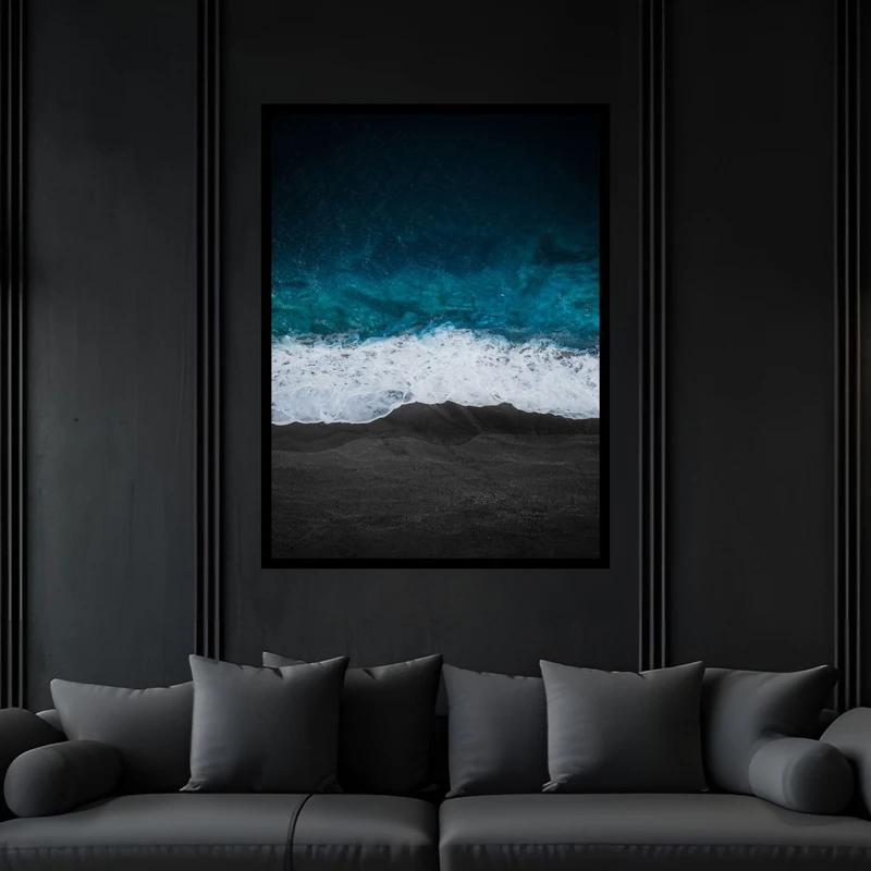 تابلو بکلیت طرح منظره هنری طبیعت ساحل و دریا مدل B-bu6070 فریم مشکی