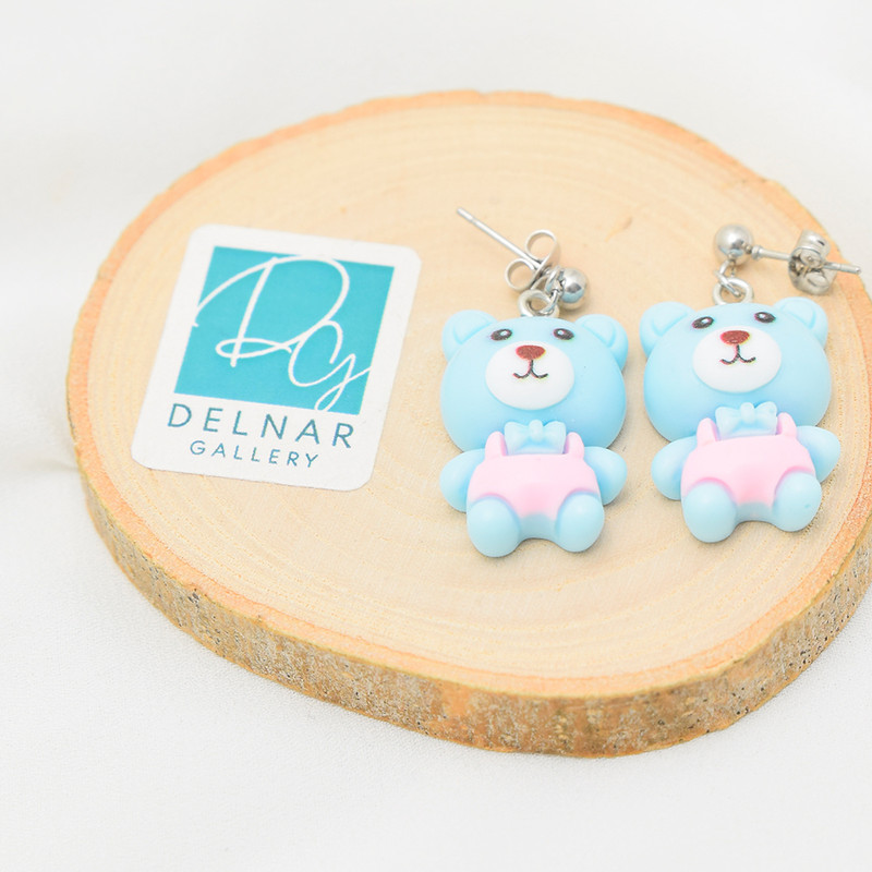 گوشواره دخترانه دلنار گالری مدل تدی و پاپیون