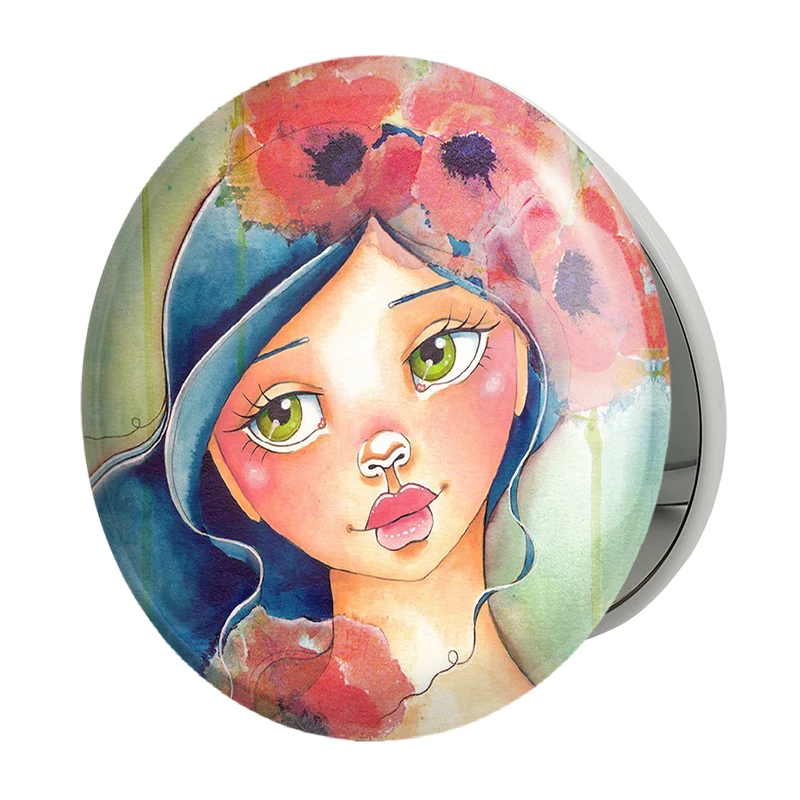 آینه جیبی خندالو طرح دخترونه مدل تاشو کد 6062 