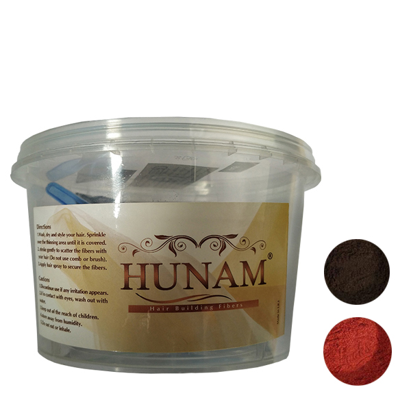 پودر پرپشت کننده مو هونام کد MBL-40 وزن 20 گرم رنگ قهوه‌ای متوسط و بلوند مسی بسته 2 عددی