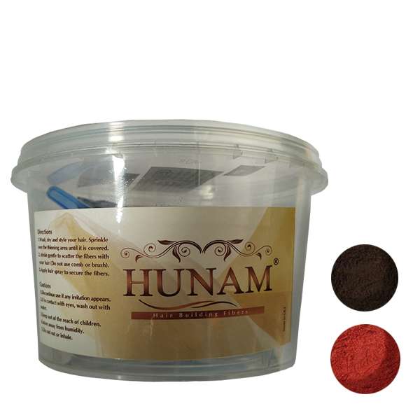 پودر پرپشت کننده مو هونام کد MBL-150 وزن 75 گرم رنگ قهوه‌ای متوسط و بلوند مسی بسته 2 عددی