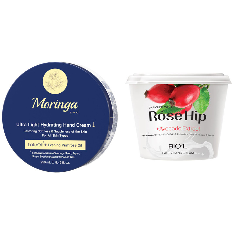 کرم آبرسان مورینگا امو کد 001 حجم 250 میلی لیتر به همراه کرم مرطوب کننده بیول مدل Rose Hip حجم 250 میلی لیتر
