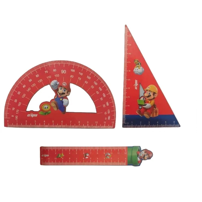 ست خط کش و گونیا کلیپس مدل ماریو مجموعه 3 عددی