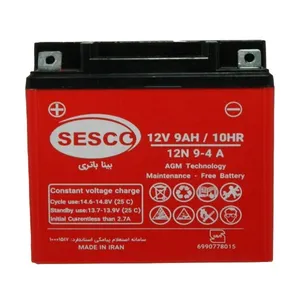 باتری موتورسیکلت سسکو مدل  12 ولت 9 آمپر پایه بلند - 12N 9A