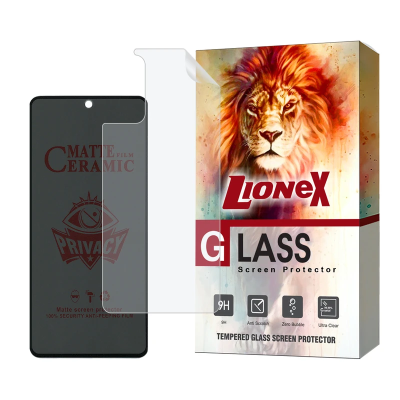 محافظ صفحه نمایش سرامیکی حریم شخصی لایونکس مدل CERPRIVNANOL مناسب برای گوشی موبایل سامسونگ Galaxy S20 FE / S20 FE 5G / S20 FE 2022 به همراه محافظ پشت گوشی