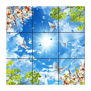 تایل سقفی آسمان مجازی طرح قطرات آب کد 3000 سایز 60x60 سانتی متر مجموعه 9 عددی