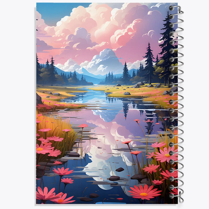 دفتر ژورنال نویسی 50 برگ خندالو مدل نقطه ای طرح منظره طبیعت کد N4499