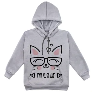 هودی دخترانه مدل گربه F15 رنگ طوسی