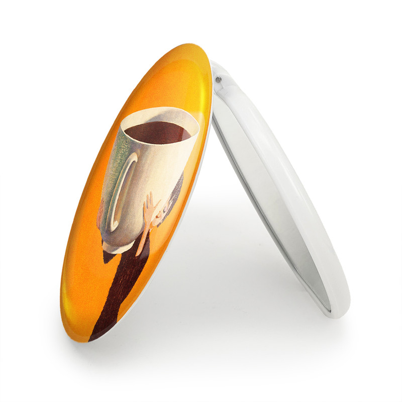 آینه جیبی خندالو طرح قهوه Coffee مدل تاشو کد 22006