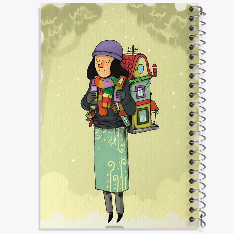 دفتر ژورنال نویسی 50 برگ خندالو مدل نقطه ای طرح دختر جهانگرد کد F8388