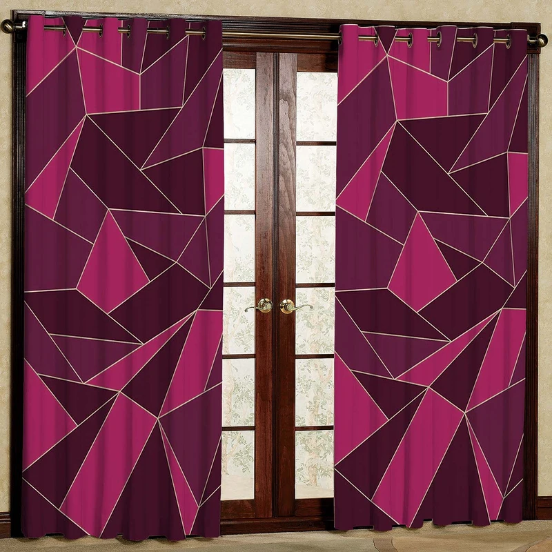 پرده بارمان دکور طرح هندسی مدل هازان پانچی کد 1602 W سایز 140x280 سانتی متر