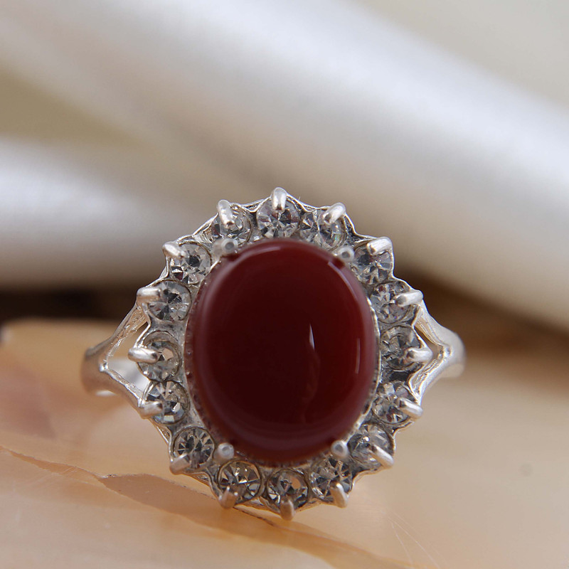 انگشتر نقره زنانه بازرگانی میلادی مدل عقیق جواهری کد AW_598