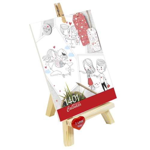 تقویم رومیزی سال 1401 طرح نقاشی مدل Love1