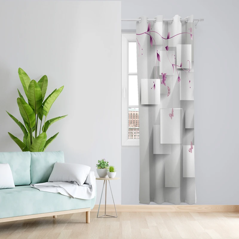 پرده طرح گل مدل مخمل پانچی کد  L 252 Z سایز 140x200 سانتی متر