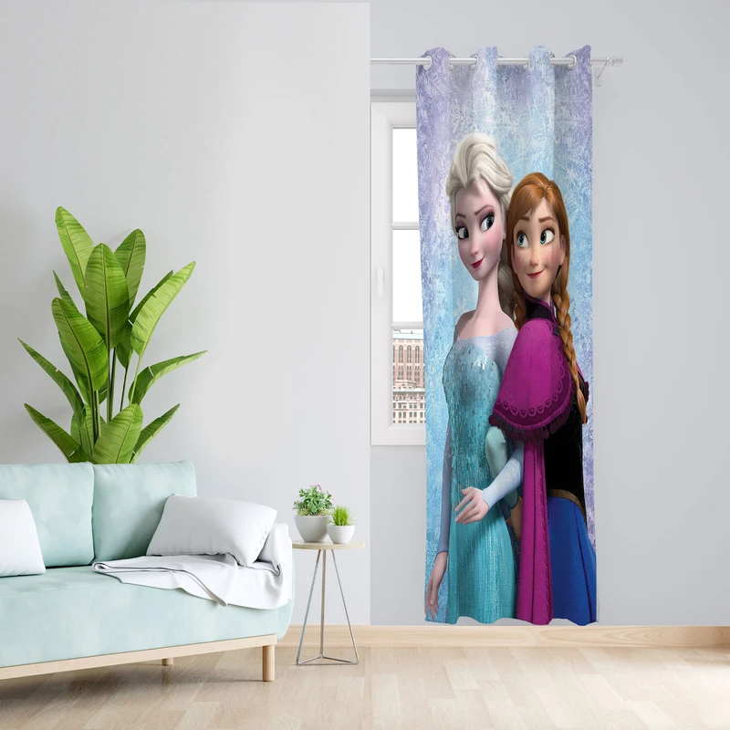 پرده مدل اتاق کودک مخمل پانچی طرح السا و آنا کد 1371 سایز 140x280 سانتی متر