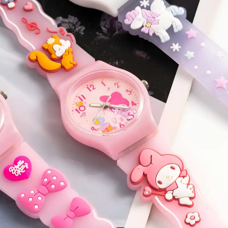 ساعت مچی عقربه ای بچگانه مدل بند سیلیکونی ضد حساسیت طرح خرگوش